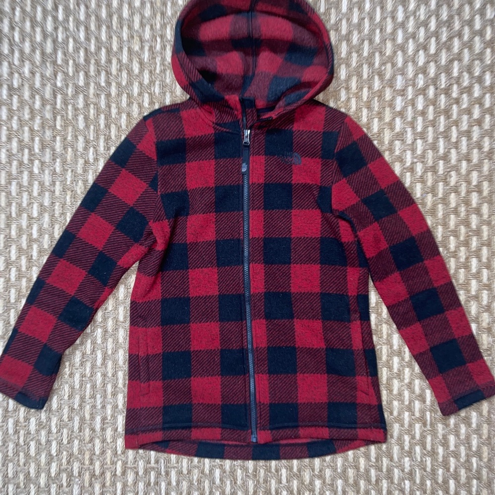The North Face Full Zip Hooded Crescent Sunset Soft Shell Jacket Girl Sz L14/16 - Picture 8 of 10